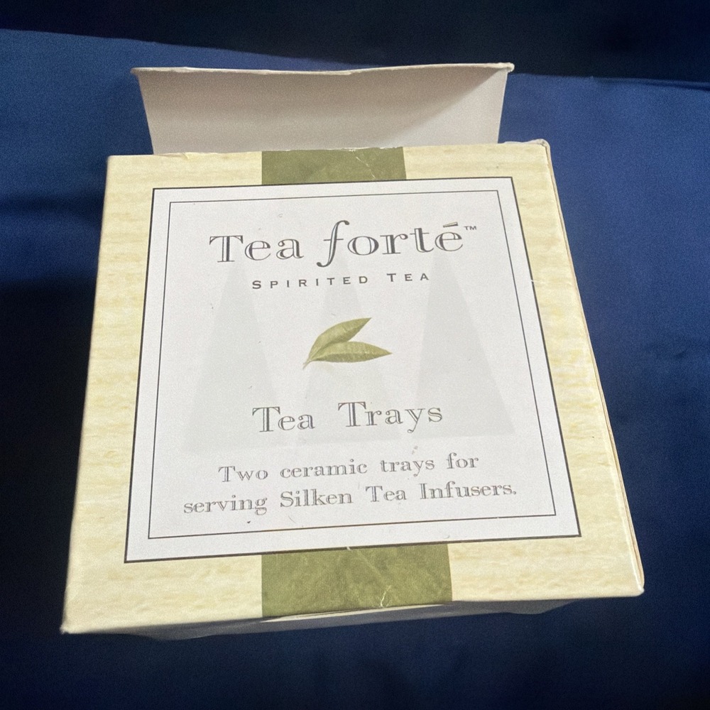 Tea Forte Set of Two Square Celery Green Tea Bag Holders In Box